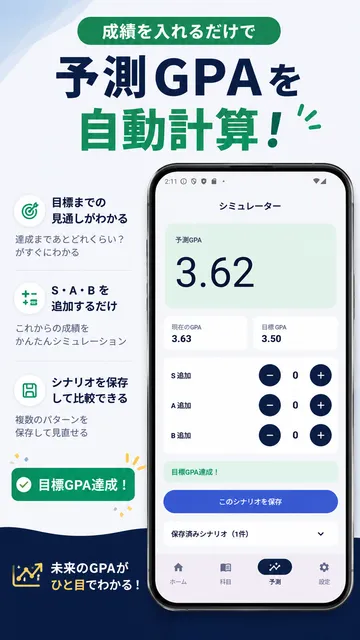 予測GPAを表示するシミュレーターの画面