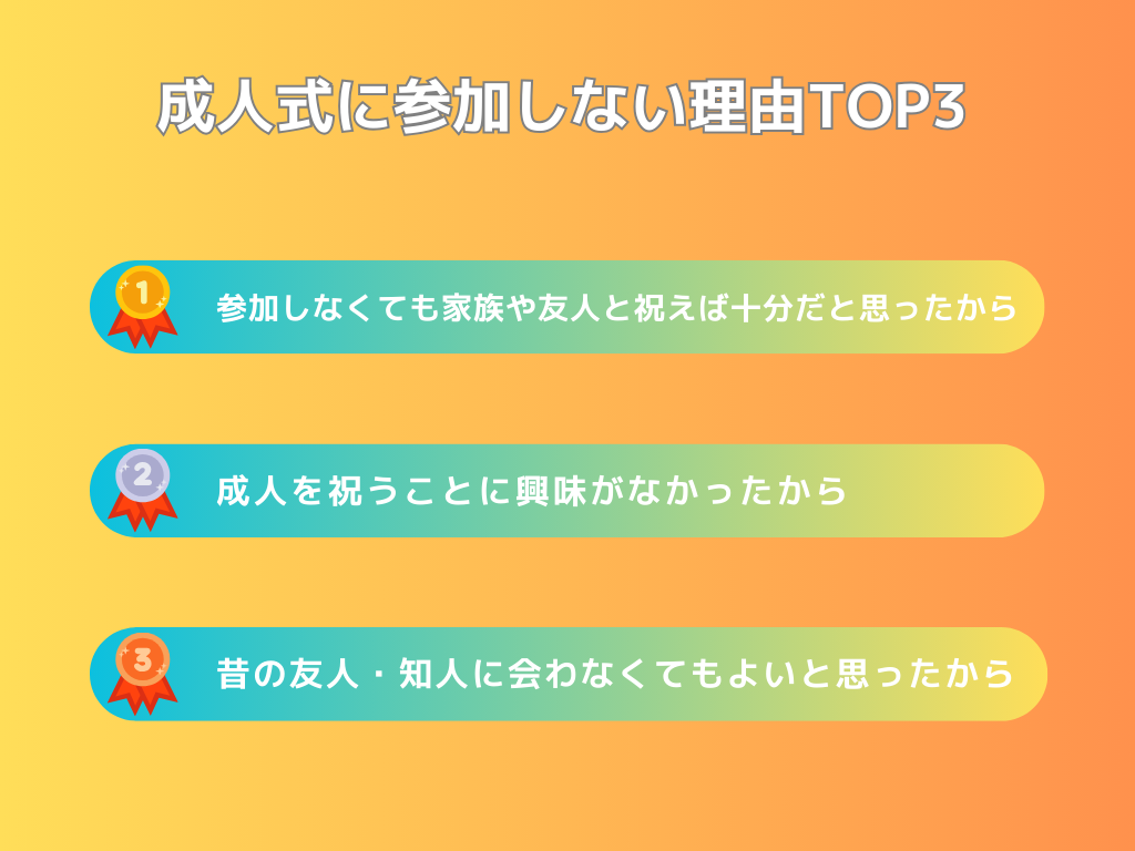 成人式に参加しない理由TOP3